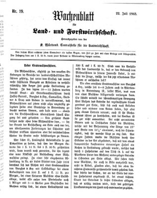 Wochenblatt für Land- und Forstwirthschaft Samstag 22. Juli 1865