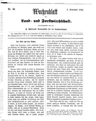 Wochenblatt für Land- und Forstwirthschaft Samstag 9. September 1865