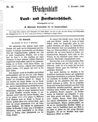 Wochenblatt für Land- und Forstwirthschaft Samstag 2. Dezember 1865