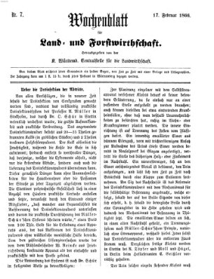 Wochenblatt für Land- und Forstwirthschaft Samstag 17. Februar 1866