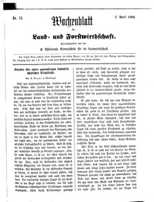 Wochenblatt für Land- und Forstwirthschaft Samstag 7. April 1866