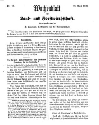 Wochenblatt für Land- und Forstwirthschaft Samstag 21. März 1868