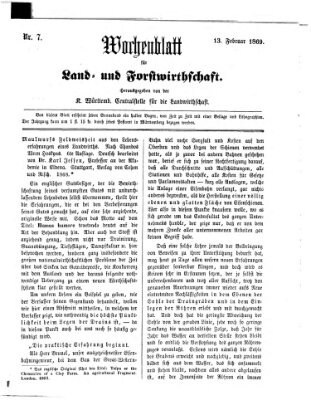 Wochenblatt für Land- und Forstwirthschaft Samstag 13. Februar 1869