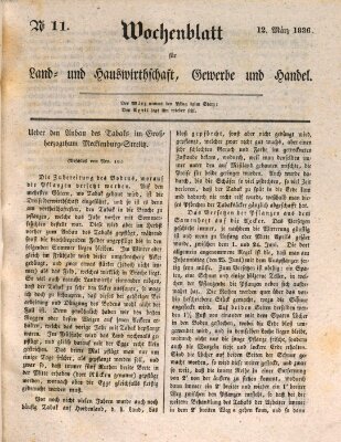 Wochenblatt für Land- und Hauswirthschaft, Gewerbe und Handel (Wochenblatt für Land- und Forstwirthschaft) Samstag 12. März 1836