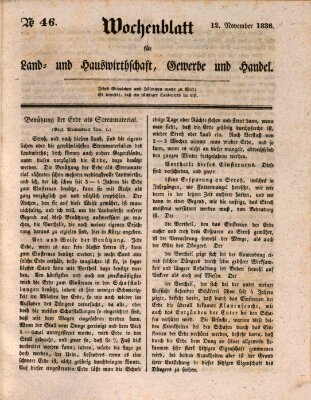 Wochenblatt für Land- und Hauswirthschaft, Gewerbe und Handel (Wochenblatt für Land- und Forstwirthschaft) Samstag 12. November 1836