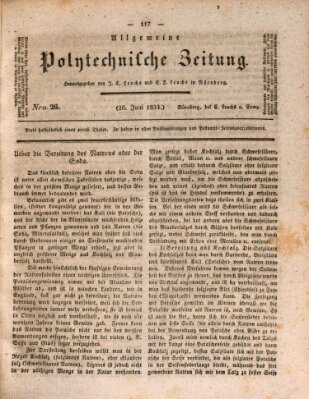Allgemeine polytechnische Zeitung (Allgemeine Handlungs-Zeitung) Donnerstag 26. Juni 1834