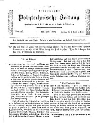 Allgemeine polytechnische Zeitung (Allgemeine Handlungs-Zeitung) Donnerstag 29. Juni 1837