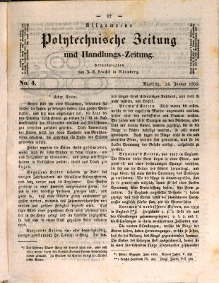 Allgemeine polytechnische Zeitung und Handlungs-Zeitung (Allgemeine Handlungs-Zeitung) Donnerstag 24. Januar 1839