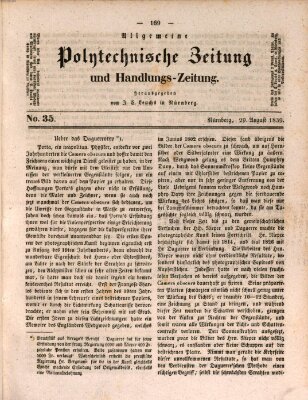 Allgemeine polytechnische Zeitung und Handlungs-Zeitung (Allgemeine Handlungs-Zeitung) Donnerstag 29. August 1839