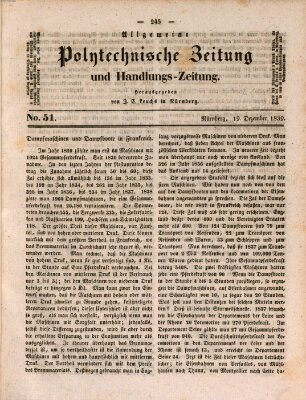 Allgemeine polytechnische Zeitung und Handlungs-Zeitung (Allgemeine Handlungs-Zeitung) Donnerstag 19. Dezember 1839