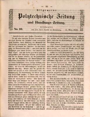 Allgemeine polytechnische Zeitung und Handlungs-Zeitung (Allgemeine Handlungs-Zeitung) Donnerstag 5. März 1840