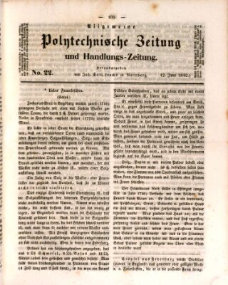 Allgemeine polytechnische Zeitung und Handlungs-Zeitung (Allgemeine Handlungs-Zeitung) Donnerstag 2. Juni 1842
