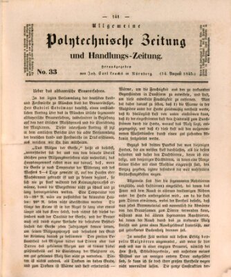 Allgemeine polytechnische Zeitung und Handlungs-Zeitung (Allgemeine Handlungs-Zeitung) Donnerstag 14. August 1845