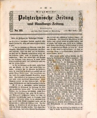 Allgemeine polytechnische Zeitung und Handlungs-Zeitung (Allgemeine Handlungs-Zeitung) Donnerstag 14. Mai 1846