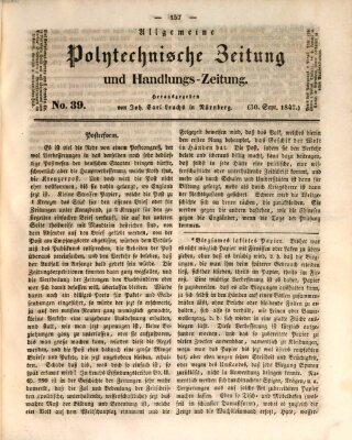 Allgemeine polytechnische Zeitung und Handlungs-Zeitung (Allgemeine Handlungs-Zeitung) Donnerstag 30. September 1847