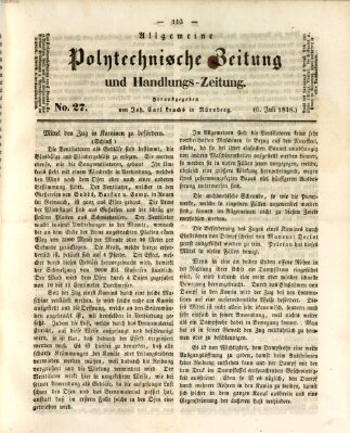 Allgemeine polytechnische Zeitung und Handlungs-Zeitung (Allgemeine Handlungs-Zeitung) Donnerstag 6. Juli 1848