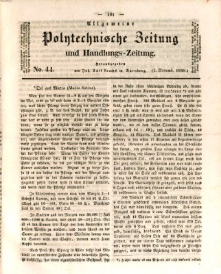 Allgemeine polytechnische Zeitung und Handlungs-Zeitung (Allgemeine Handlungs-Zeitung) Donnerstag 2. November 1848