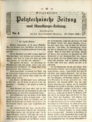 Allgemeine polytechnische Zeitung und Handlungs-Zeitung (Allgemeine Handlungs-Zeitung) Donnerstag 25. Januar 1849