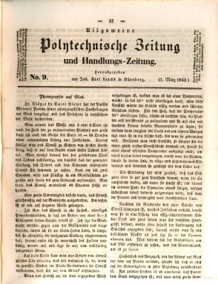 Allgemeine polytechnische Zeitung und Handlungs-Zeitung (Allgemeine Handlungs-Zeitung) Donnerstag 1. März 1849