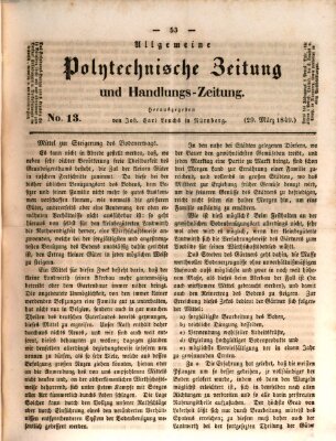 Allgemeine polytechnische Zeitung und Handlungs-Zeitung (Allgemeine Handlungs-Zeitung) Donnerstag 29. März 1849