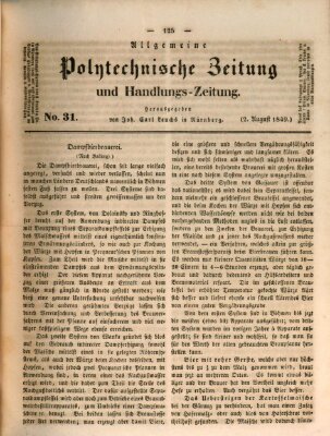 Allgemeine polytechnische Zeitung und Handlungs-Zeitung (Allgemeine Handlungs-Zeitung) Donnerstag 2. August 1849