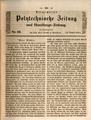 Allgemeine polytechnische Zeitung und Handlungs-Zeitung (Allgemeine Handlungs-Zeitung) Donnerstag 16. August 1849