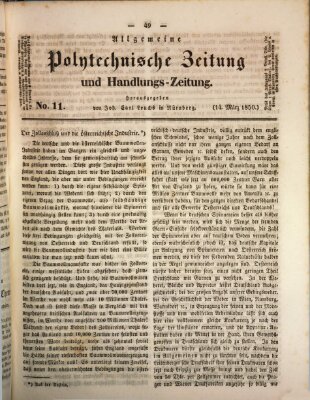 Allgemeine polytechnische Zeitung und Handlungs-Zeitung (Allgemeine Handlungs-Zeitung) Donnerstag 14. März 1850