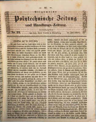 Allgemeine polytechnische Zeitung und Handlungs-Zeitung (Allgemeine Handlungs-Zeitung) Donnerstag 6. Juni 1850