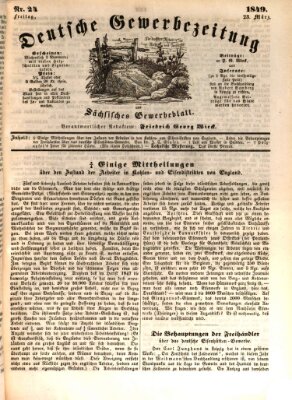 Deutsche Gewerbezeitung und Sächsisches Gewerbe-Blatt Freitag 23. März 1849