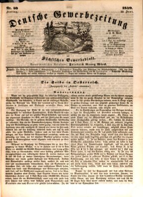 Deutsche Gewerbezeitung und Sächsisches Gewerbe-Blatt Freitag 22. Juni 1849
