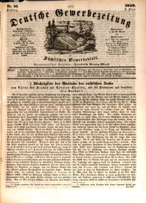 Deutsche Gewerbezeitung und Sächsisches Gewerbe-Blatt Dienstag 3. Juli 1849