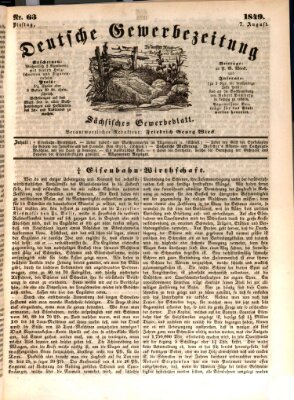 Deutsche Gewerbezeitung und Sächsisches Gewerbe-Blatt Dienstag 7. August 1849