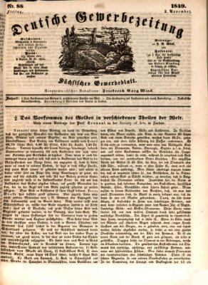 Deutsche Gewerbezeitung und Sächsisches Gewerbe-Blatt Freitag 2. November 1849