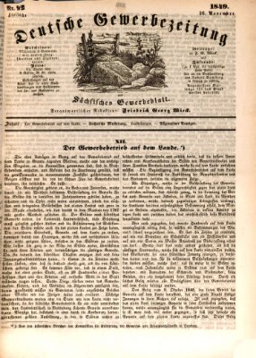 Deutsche Gewerbezeitung und Sächsisches Gewerbe-Blatt Freitag 16. November 1849