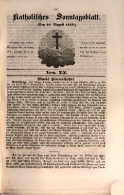 Katholisches Sonntagsblatt Sonntag 19. August 1849