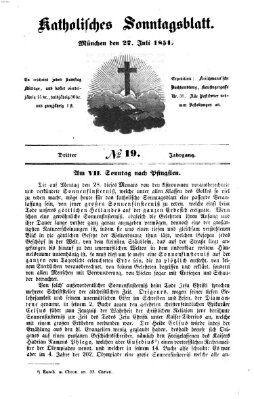 Katholisches Sonntagsblatt Sonntag 27. Juli 1851