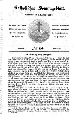 Katholisches Sonntagsblatt Sonntag 11. Juli 1852