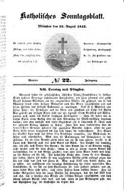Katholisches Sonntagsblatt Sonntag 22. August 1852
