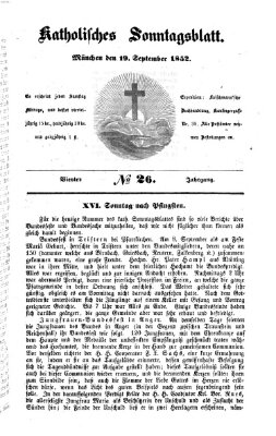 Katholisches Sonntagsblatt Sonntag 19. September 1852