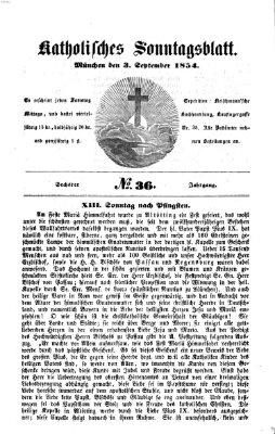 Katholisches Sonntagsblatt Sonntag 3. September 1854