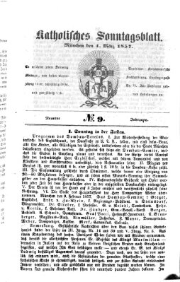 Katholisches Sonntagsblatt Sonntag 1. März 1857