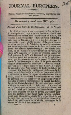 Journal européen Mittwoch 4. April 1792