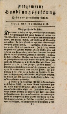 Allgemeine Handlungszeitung Samstag 6. September 1788