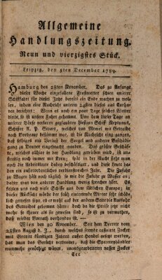 Allgemeine Handlungszeitung Samstag 5. Dezember 1789