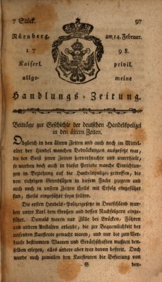 Kaiserlich-privilegirte allgemeine Handlungs-Zeitung und Anzeigen (Allgemeine Handlungs-Zeitung) Mittwoch 14. Februar 1798