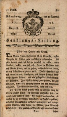 Kaiserlich-privilegirte allgemeine Handlungs-Zeitung und Anzeigen (Allgemeine Handlungs-Zeitung) Mittwoch 19. Dezember 1798