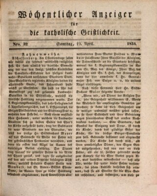 Wöchentlicher Anzeiger für die katholische Geistlichkeit Samstag 19. April 1834