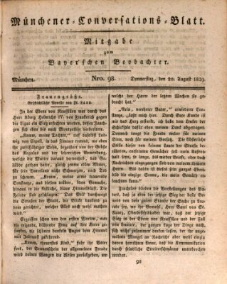 Münchener Conversations-Blatt (Bayer'scher Beobachter) Donnerstag 20. August 1829