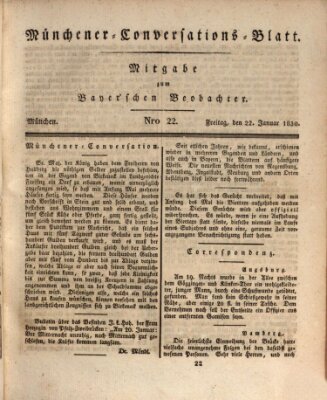 Münchener Conversations-Blatt (Bayer'scher Beobachter) Freitag 22. Januar 1830