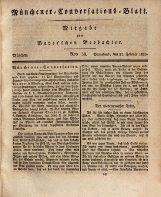 Münchener Conversations-Blatt (Bayer'scher Beobachter) Samstag 27. Februar 1830